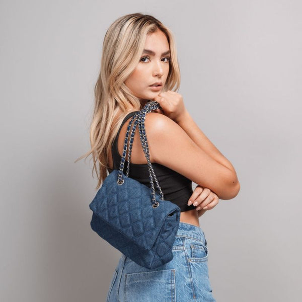 Bandolera en Denim con Costuras Piramidales